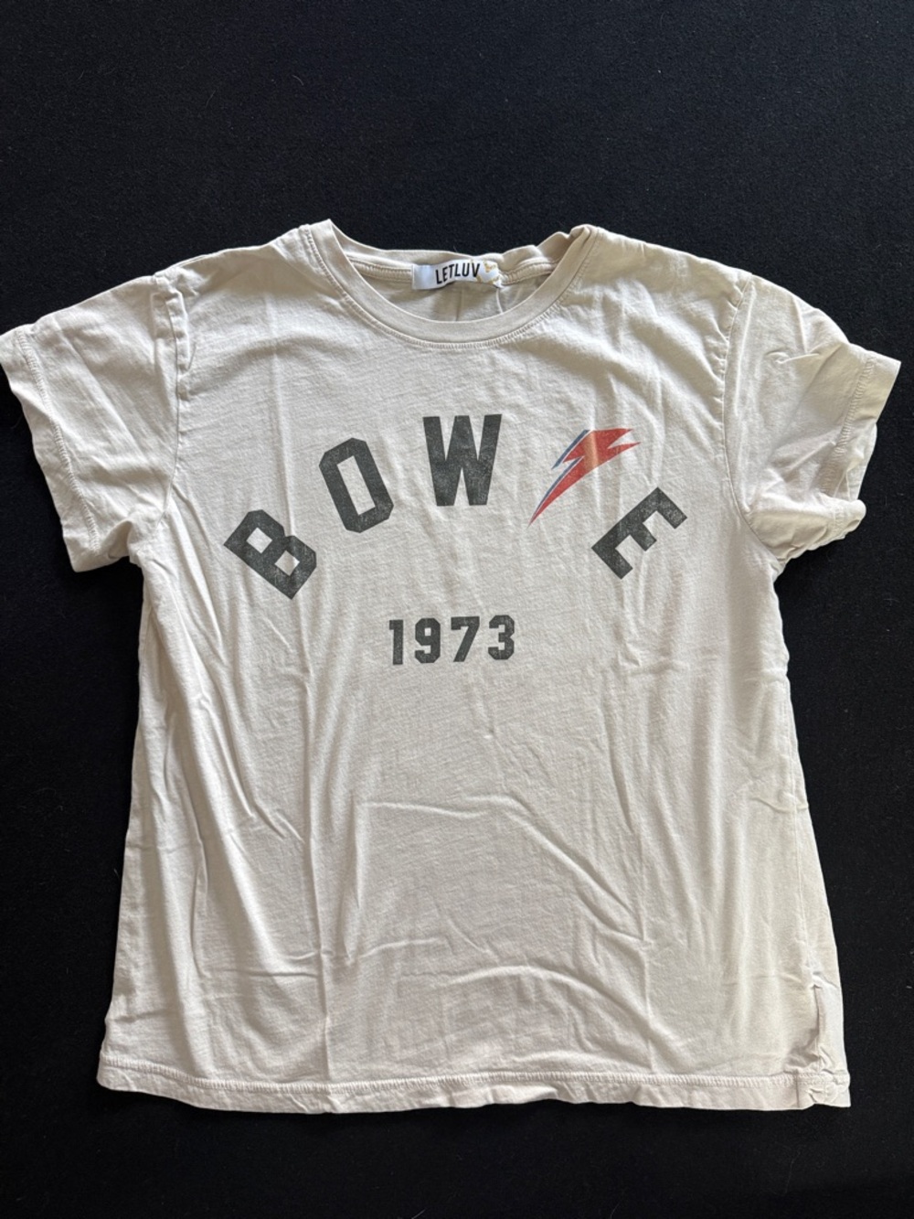 LetLuv Bowie 1973 Short Sleeve Tee in Off-White
